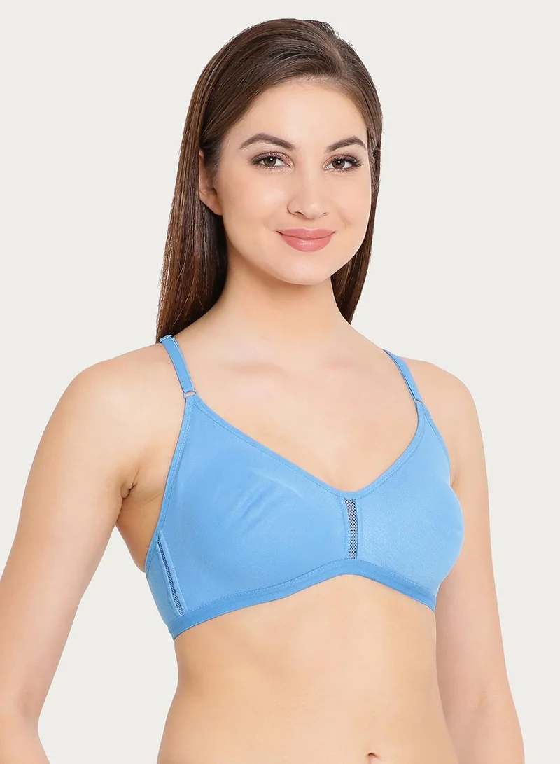 كلوفيا Smoothie Non-Padded Non-Wired Full Coverage Bra in Powder Blue - Cotton Rich